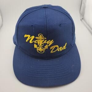 VINTAGE Navy Dad Hat Cap Snap Back Blue Embroidered Anchor US Navy Mens 90s